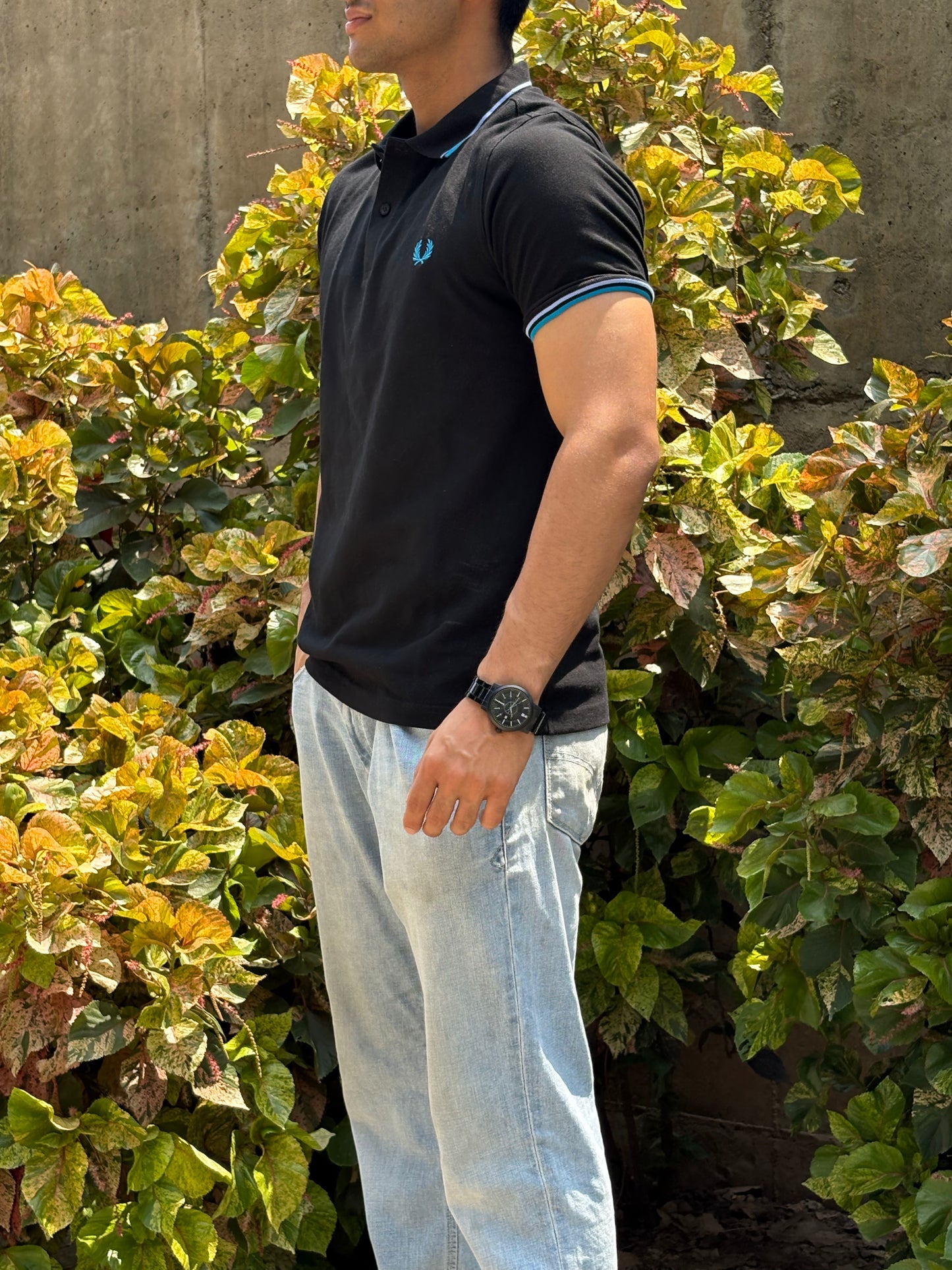 Black & Sky Blue Heritage Polo