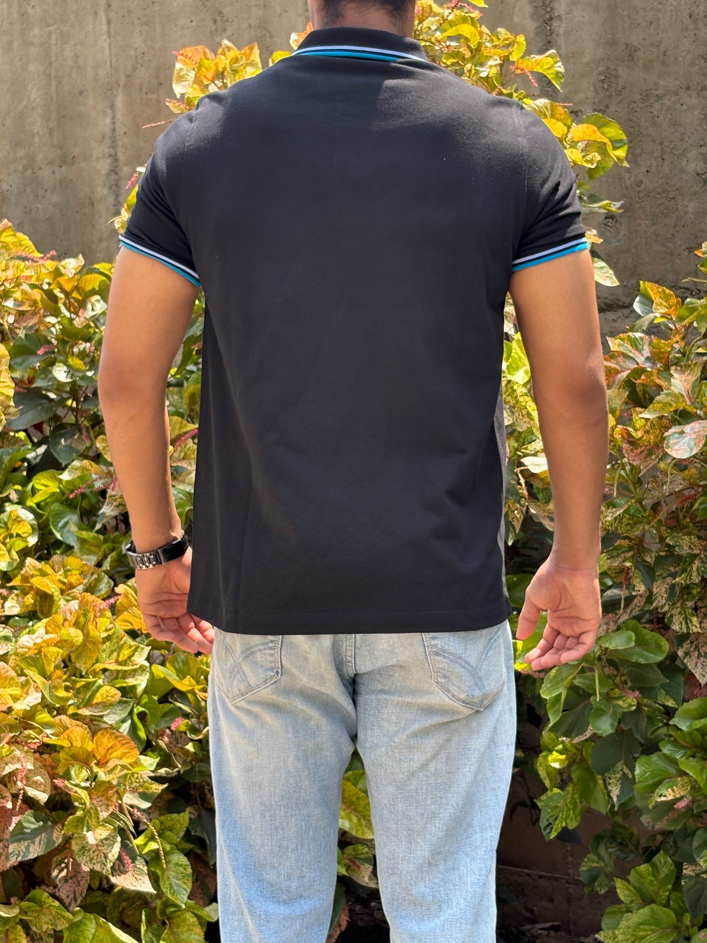 Black & Sky Blue Heritage Polo