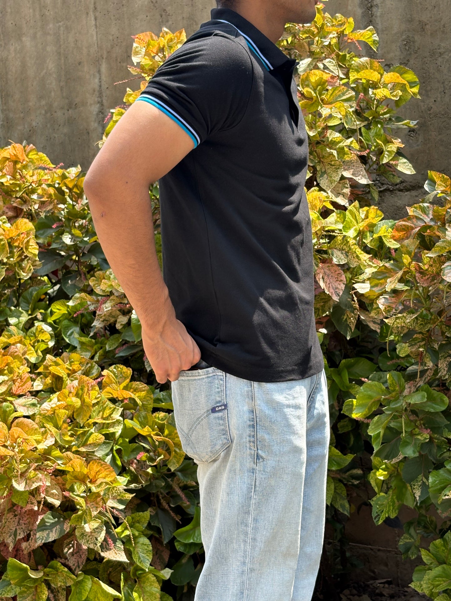 Black & Sky Blue Heritage Polo